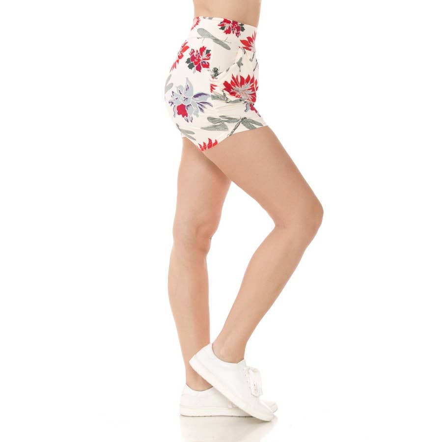 Red Flower Harem Shorts