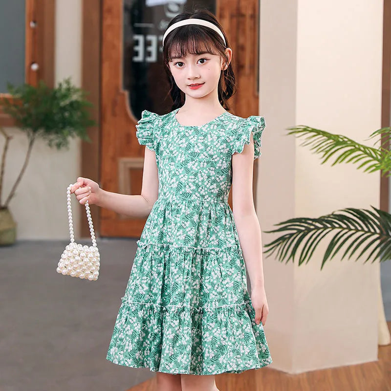 Green Tiny Flower Dress - Calla Lily Cosmetics + CL kids