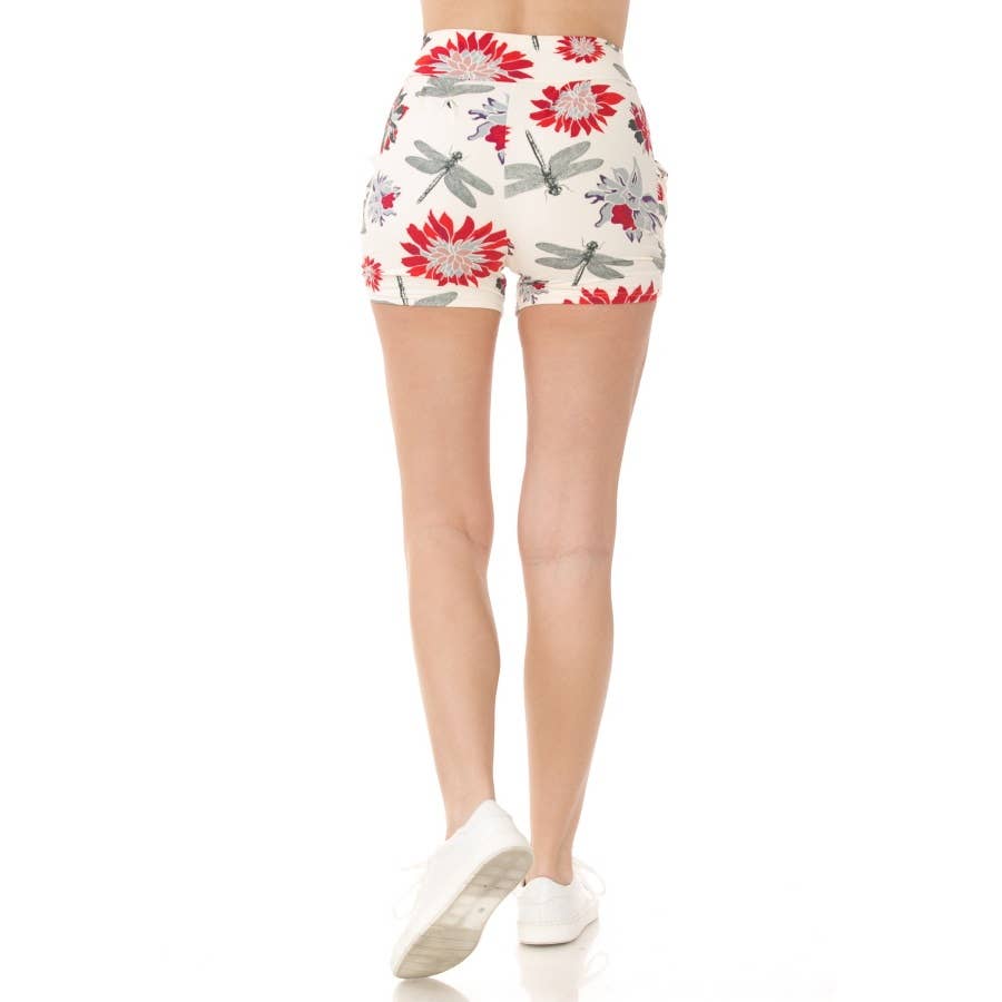 Red Flower Harem Shorts