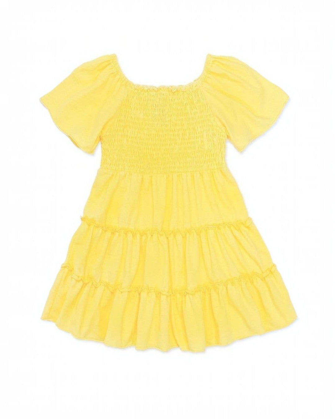 Yellow Tiered Smocked Dress