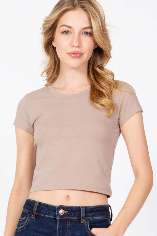 Crop Top Baby Tee: MOCHA