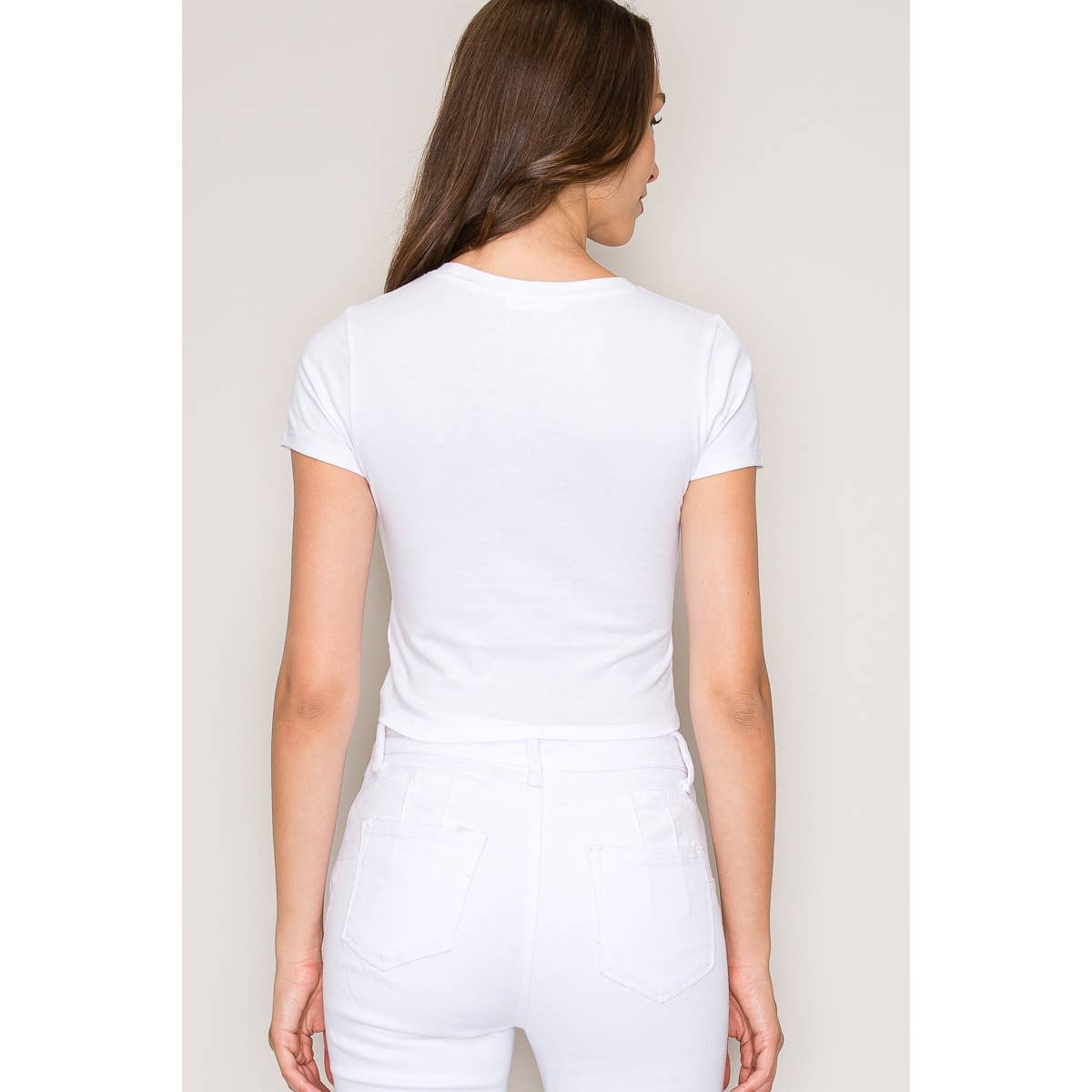 Crew Neck Crop Top: White