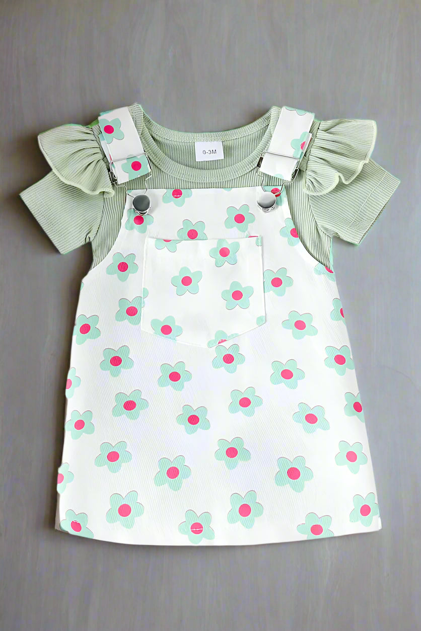 Green Flower Romper Dress - Calla Lily Cosmetics + CL kids