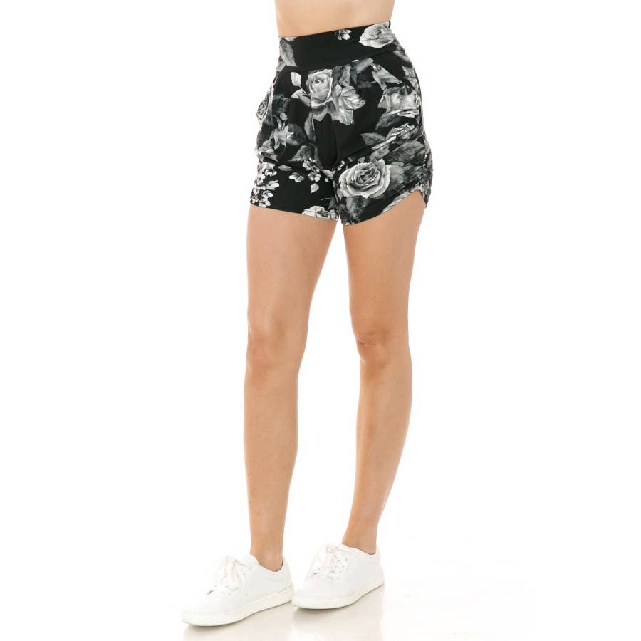 Black Splash Harem Shorts