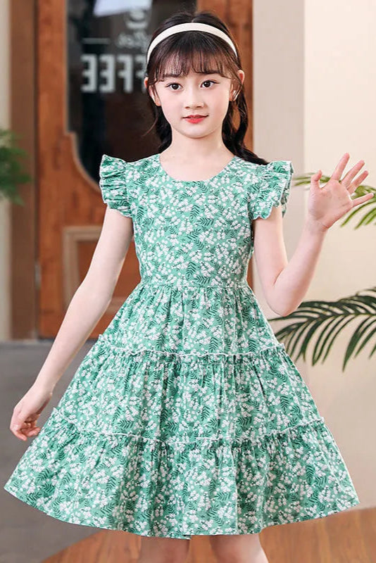 Green Tiny Flower Dress - Calla Lily Cosmetics + CL kids