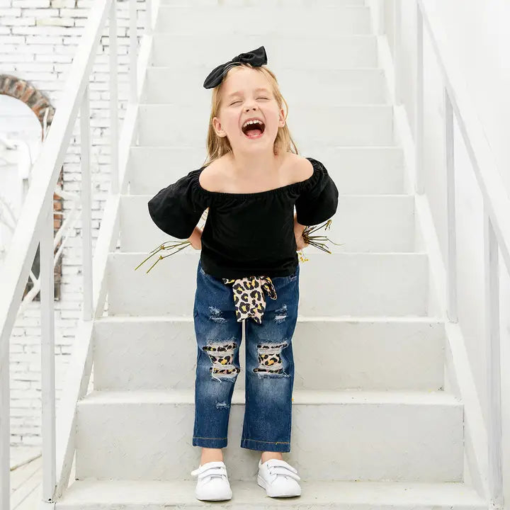 Top and Cheetah Print Jeans - Calla Lily Cosmetics + CL kids