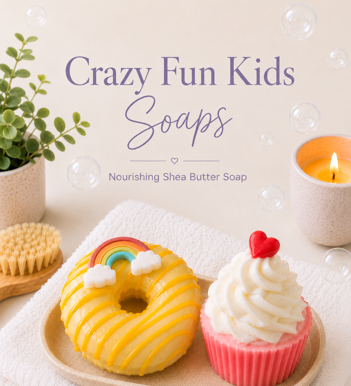 crazy fun kids soaps picture of three donut shaped soaps
