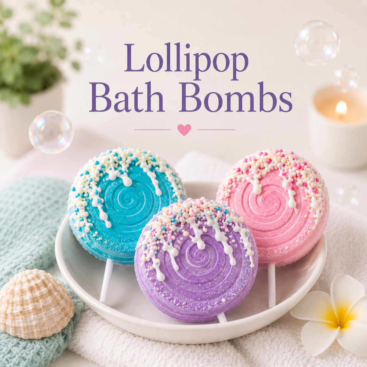 Lollipop Bath Bombs picture of little girl holding lollipop bath bomb