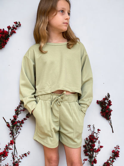 Sage Shorts & Sweatshirt - Calla Lily Cosmetics + CL kids