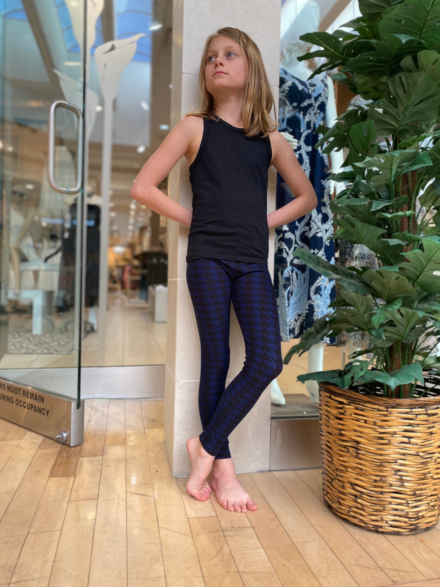 Kids Blue & Black Print Leggings - Calla Lily Cosmetics + CL kids