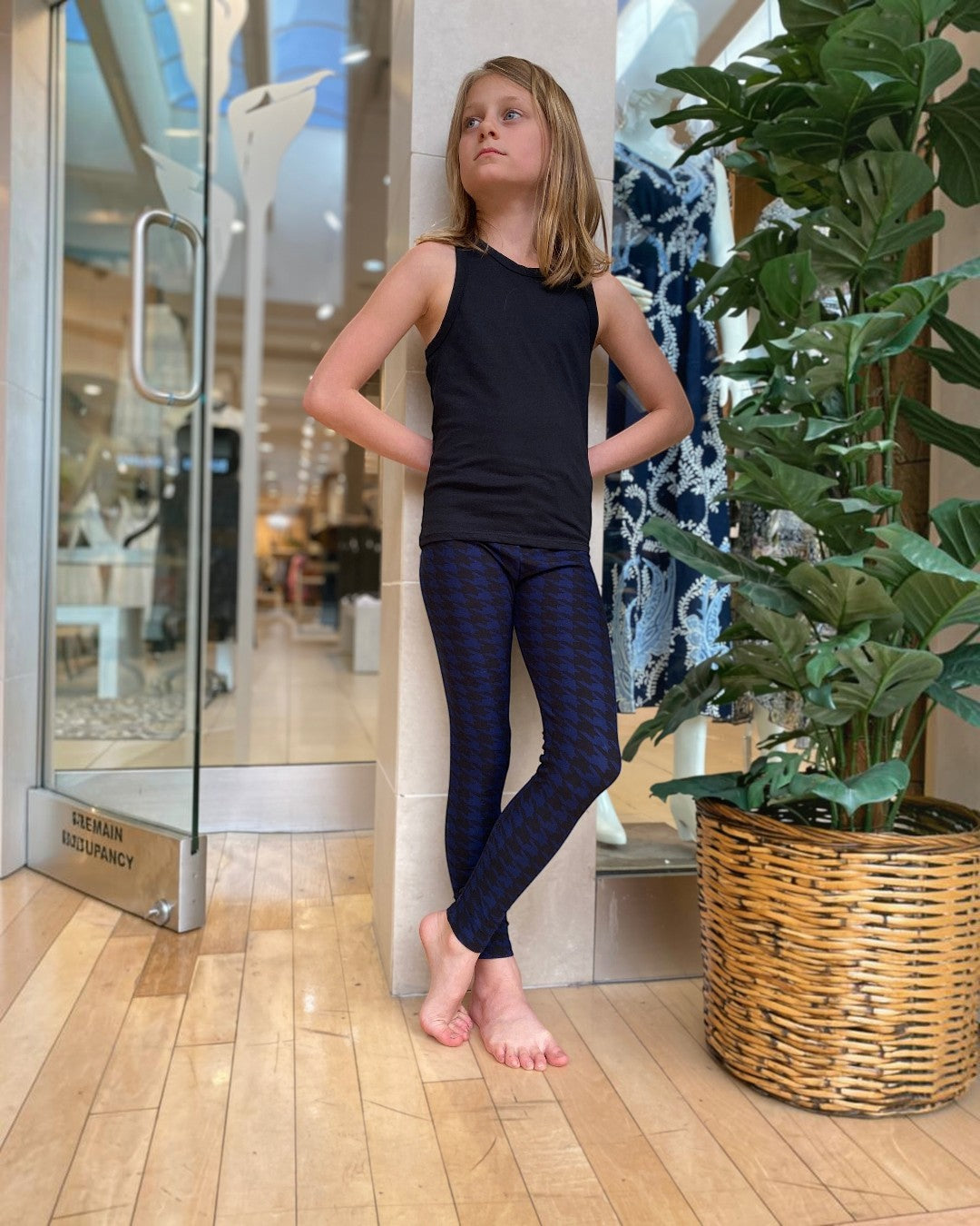 Kids Blue & Black Print Leggings - Calla Lily Cosmetics + CL kids