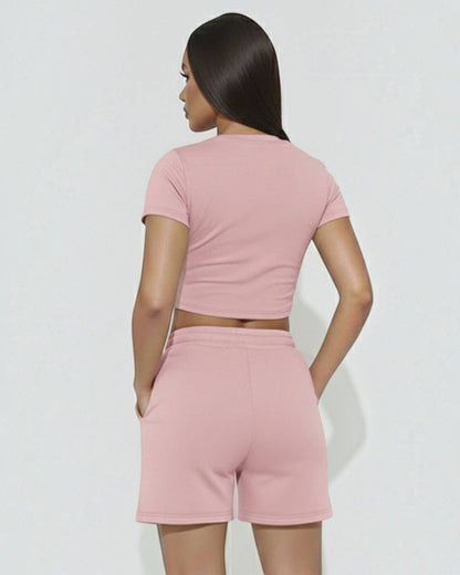 Pink - Crop Tee or Drawstring Shorts