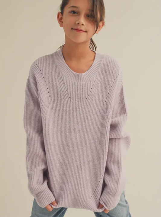 Lavender Long Sleeve Sweater-Tween - Calla Lily Cosmetics + CL kids