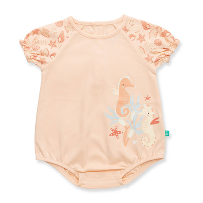 Baby onesie with sea-themed design on a white background