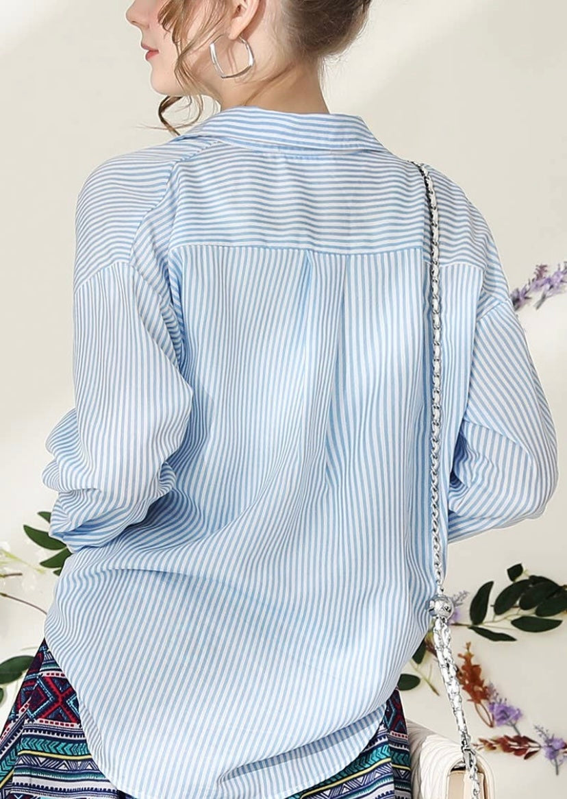 White Button Down with Blue Pinstripes - Calla Lily Cosmetics + CL kids