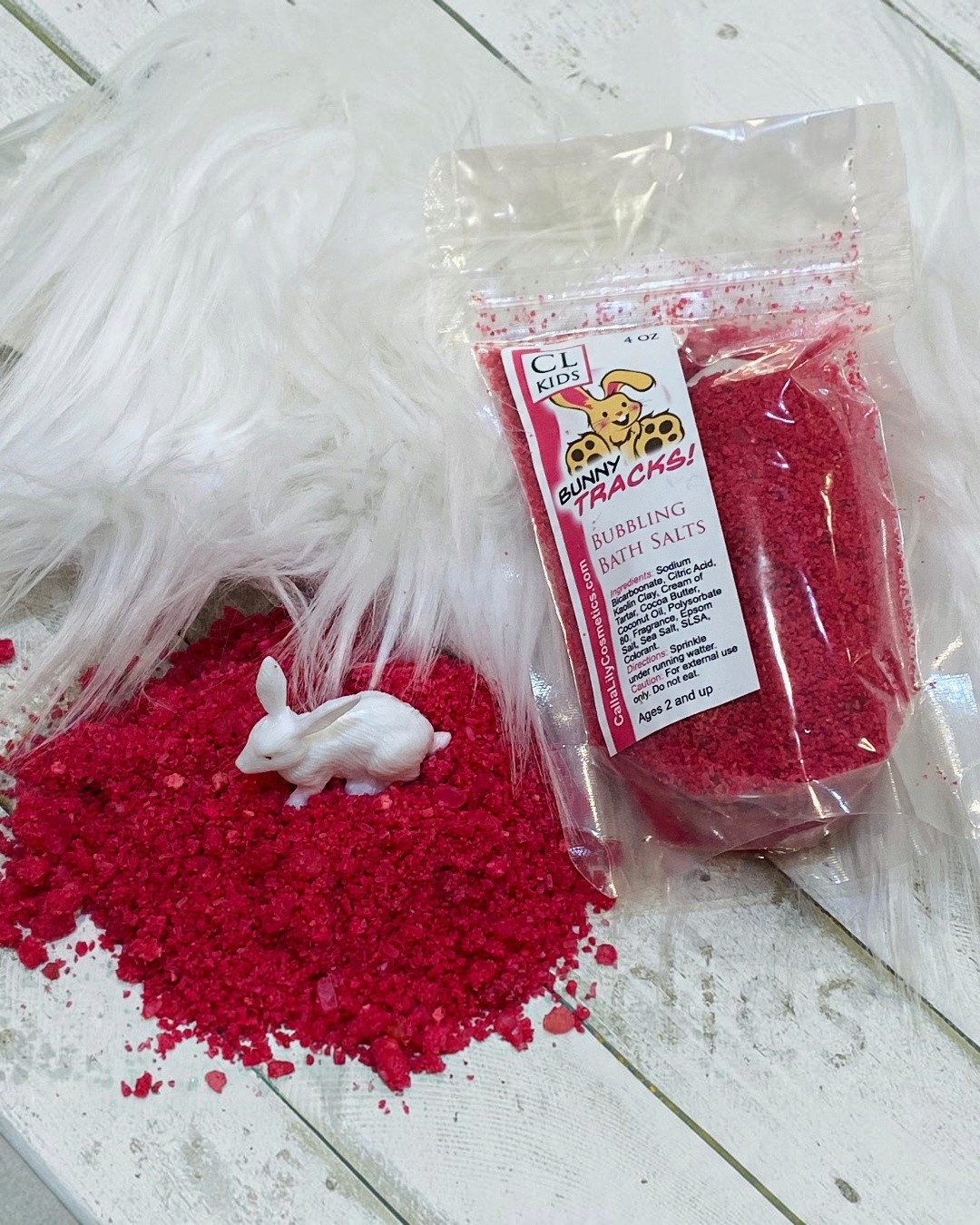 Bunny Tracks Bubbling Bath Salts - Calla Lily Cosmetics + CL kids
