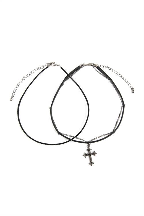 Cross Leather Chain Choker Necklace