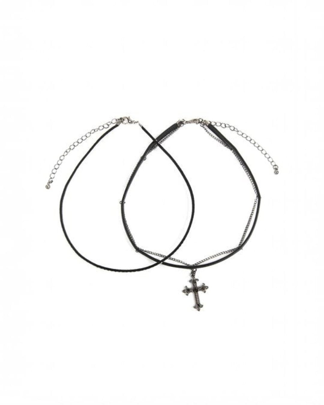 Cross Leather Chain Choker Necklace