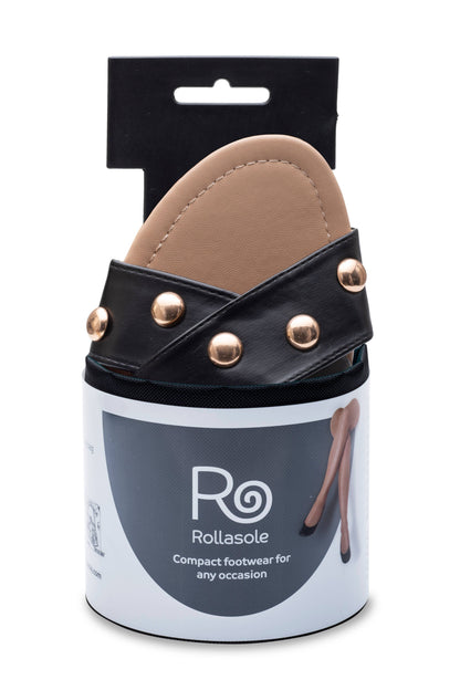Rollasole sandal with packaging on a white background