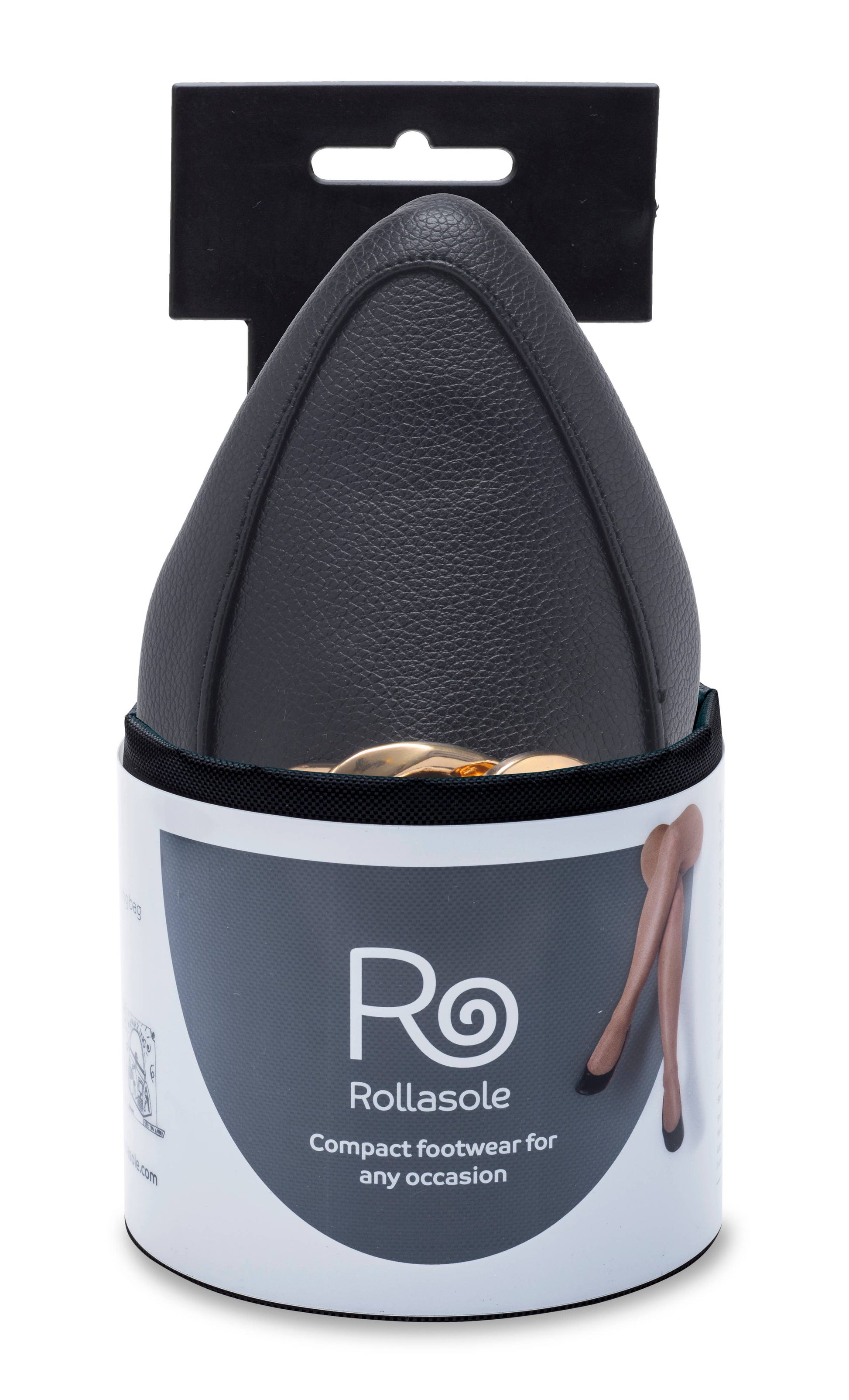 Rollasole foot-shaped shoe in packaging with visible branding on a white background