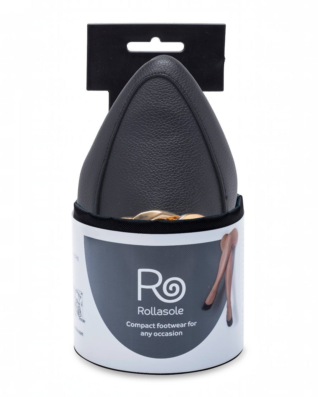 Rollasole foot-shaped shoe in packaging with visible branding on a white background