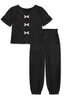 Girl's 2 pc Crinkle Plisse Pant Set w/Bow