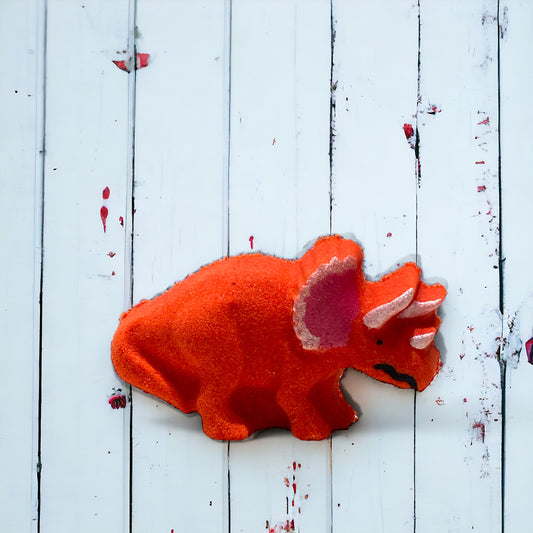 Med. Triceratops Bath Bomb - Red Orange - Calla Lily Cosmetics + CL kids