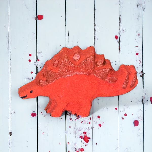 Stegosaurus Bath Bomb - Red Orange - Calla Lily Cosmetics + CL kids