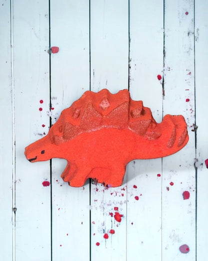 Stegosaurus Bath Bomb - Red Orange - Calla Lily Cosmetics + CL kids