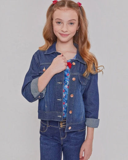 Kids Jean Jacket- Dark Wash - Calla Lily Cosmetics + CL kids