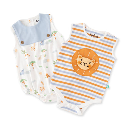 Organic Cotton Safari Lion & Explorer Baby Romper Set
