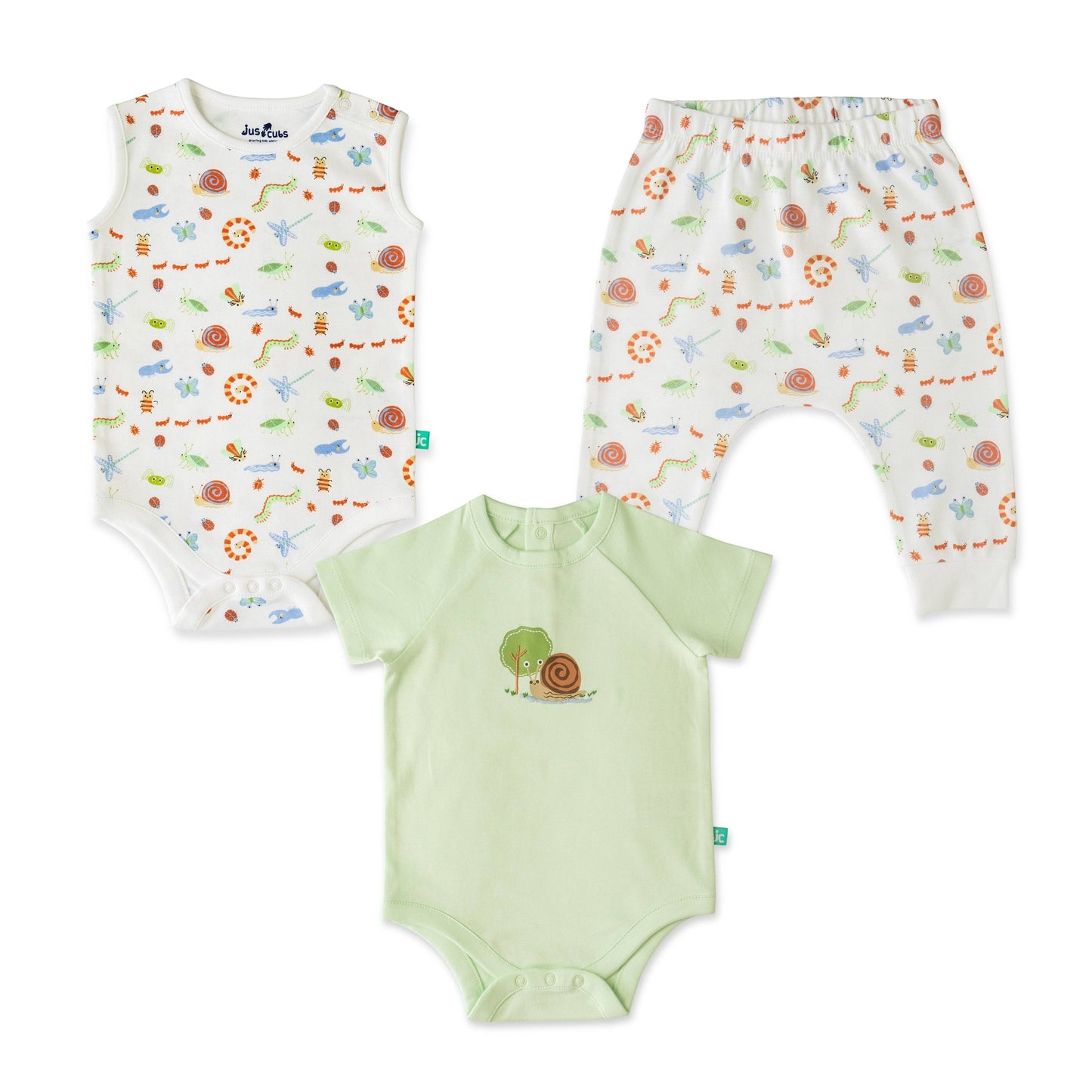 GentleCubs Snail and Cute Bugs Bodysuit 3pc Set