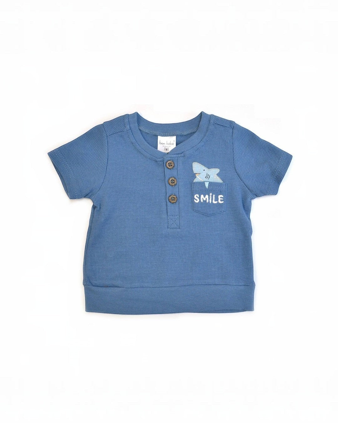Blue 2pc Waffle Knit Top & Shorts Sets