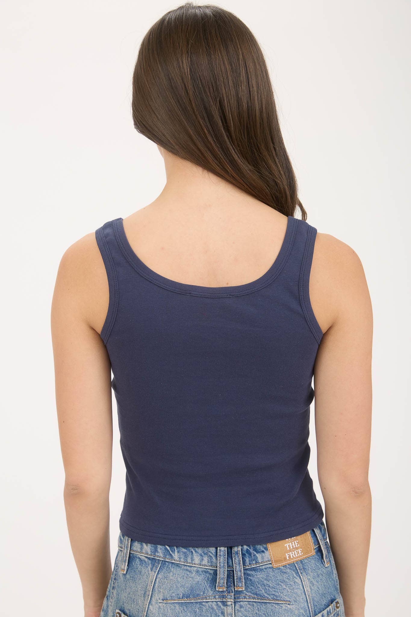 New York Embroidered Cropped Knit Tank Top