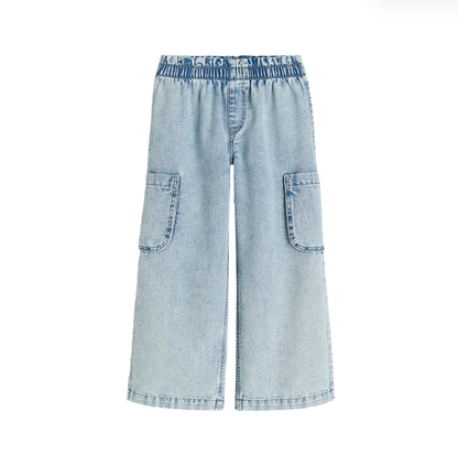 GIRLS' OLIVIA WIDE LEG CARGO PULL-ON JEANS