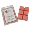Calla Lily soy blend wax melts packaging with pink wax cubes on a wooden surface with red berries and autumn leaves.