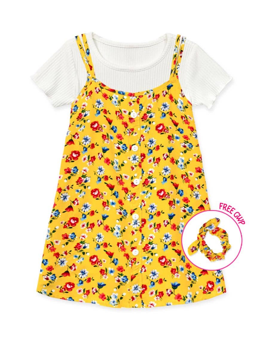 Yellow Toddler's 2pc Floral Dress Set w/ Tee