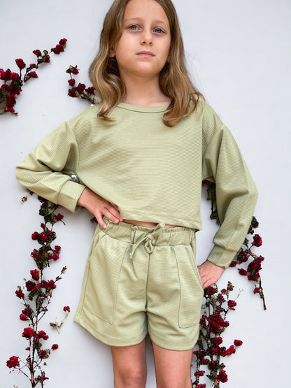 Sage Shorts & Sweatshirt - Calla Lily Cosmetics + CL kids