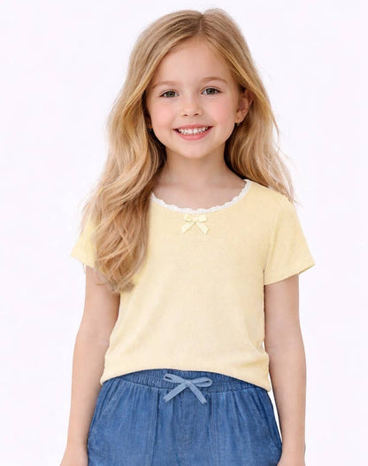 Ribbed Knit Top with Lace Trim