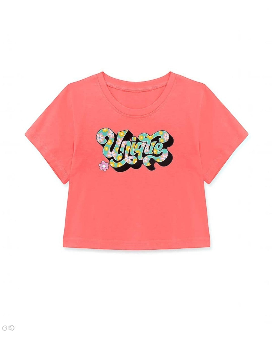 Crop Tee with "Unique" Print