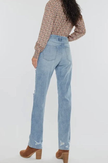 Kan Can Distressed Straight Leg Jeans