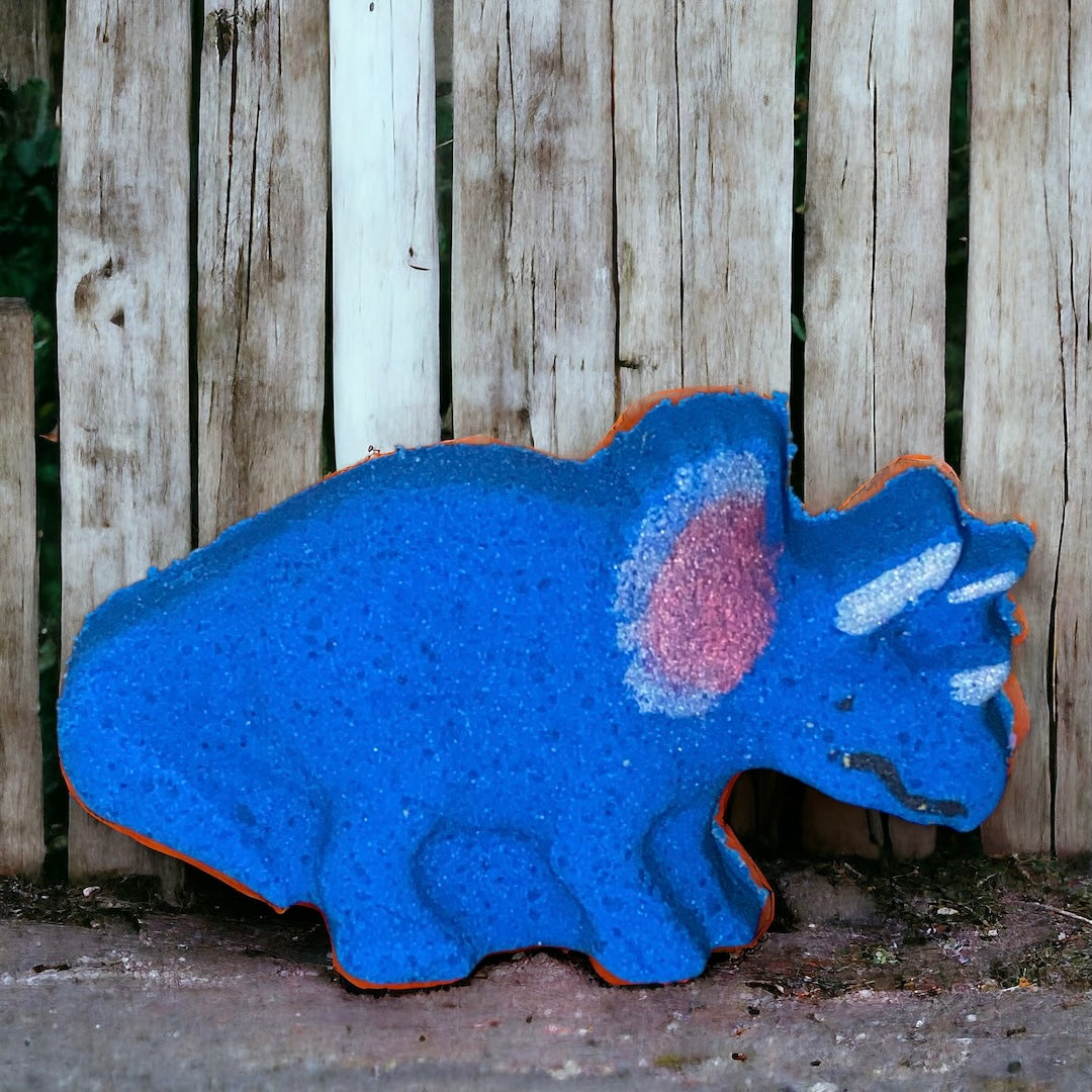 Med. Triceratops Bath Bomb - Blue - Calla Lily Cosmetics + CL kids