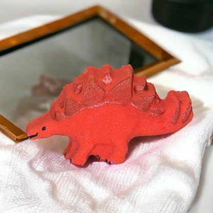 Stegosaurus Bath Bomb - Red Orange - Calla Lily Cosmetics + CL kids