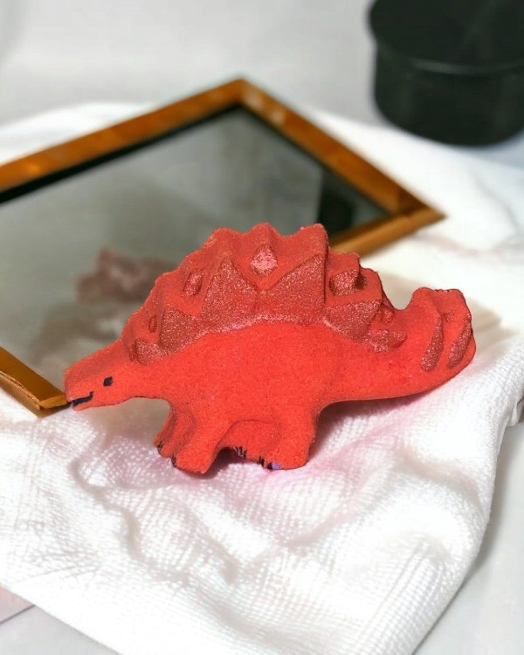 Stegosaurus Bath Bomb - Red Orange - Calla Lily Cosmetics + CL kids