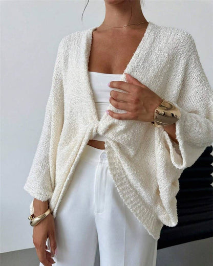 Cream Crossover Knit Cardigan