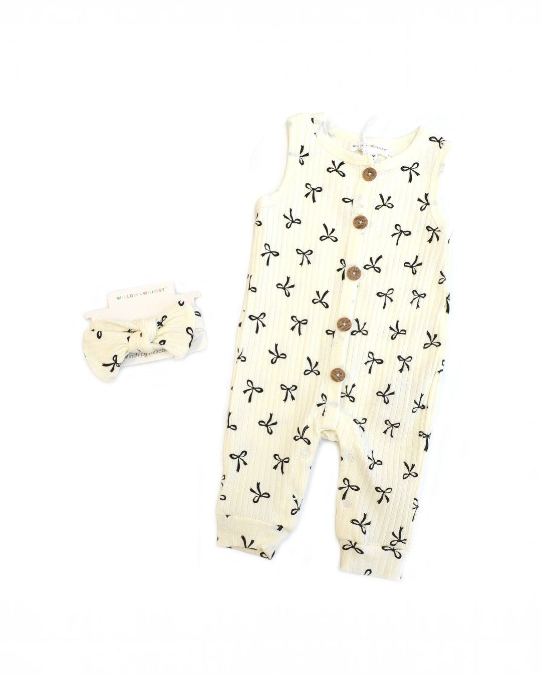 2 Piece Sleeveless Willow + Whimsy Coverall & Headband Set