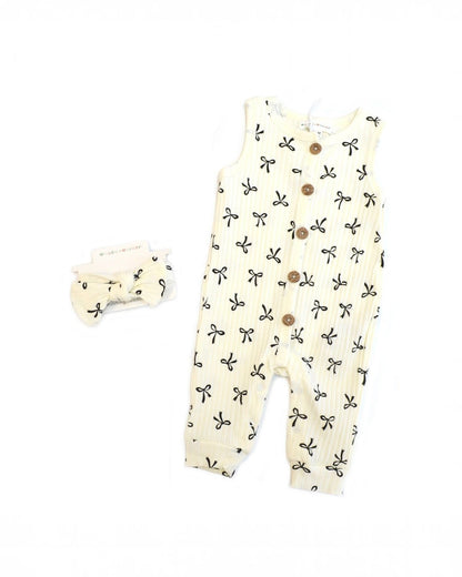 2 Piece Sleeveless Willow + Whimsy Coverall & Headband Set