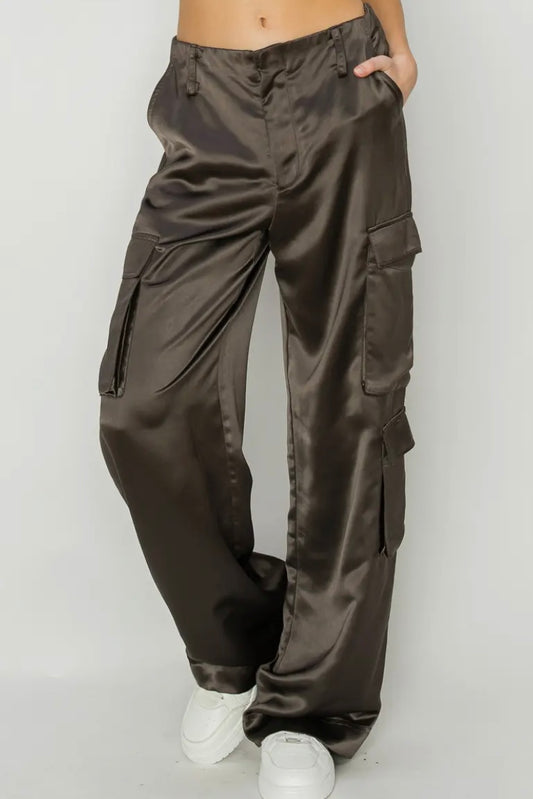 Satin Cargo Pants