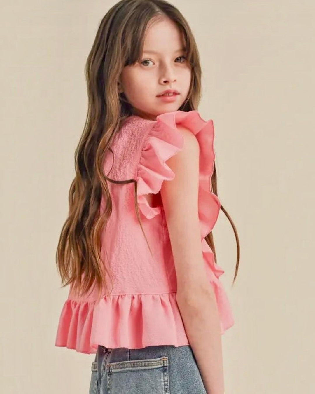 Asymmetrical Ruffle Sleeveless Top - Tween - Calla Lily Cosmetics + CL kids