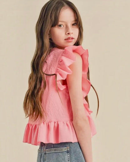 Asymmetrical Ruffle Sleeveless Top - Tween - Calla Lily Cosmetics + CL kids